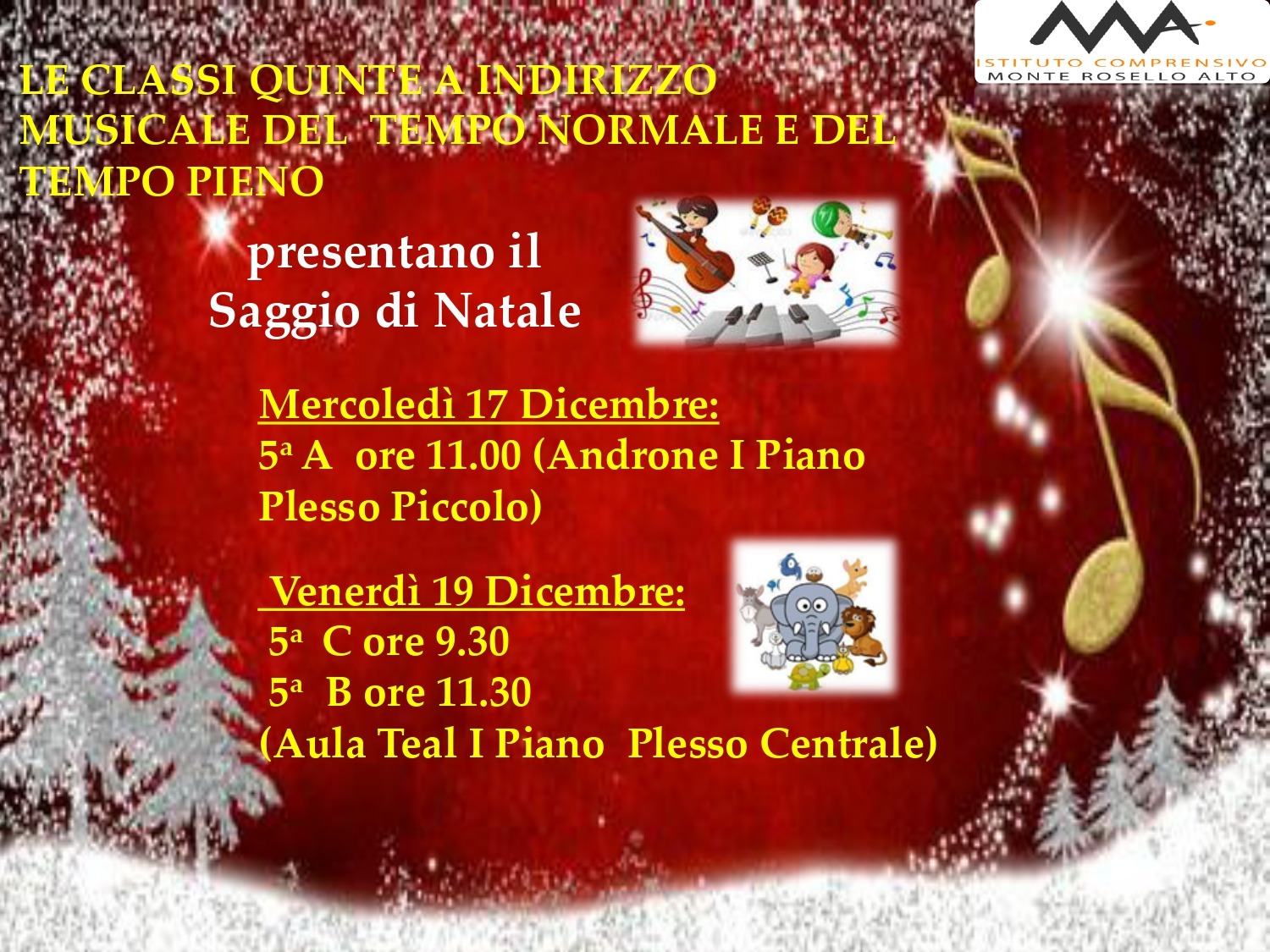 L’Incanto del Natale in Musica: I Saggi delle Classi Quinte All’I.C. Monte Rosello Alto